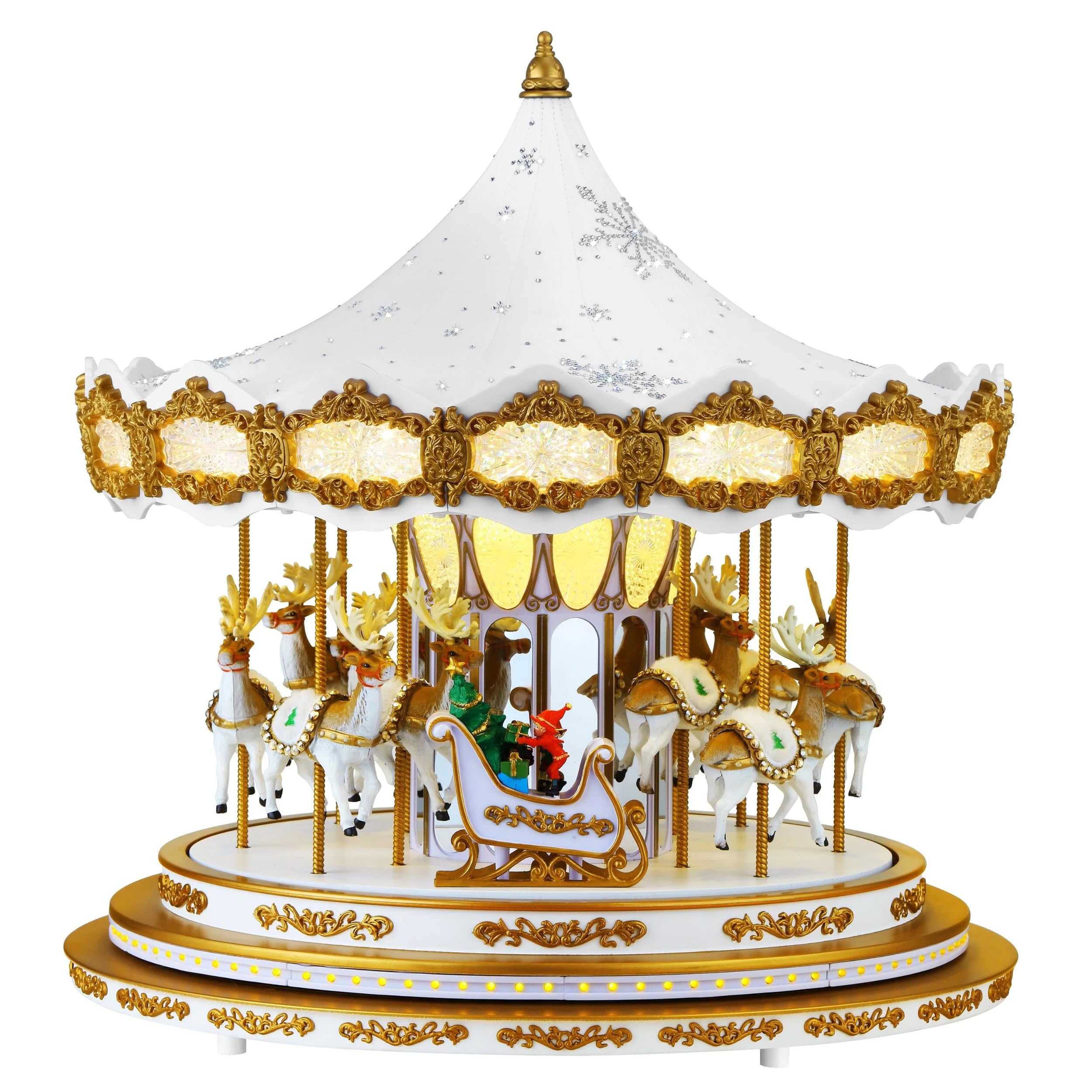 Amazon.com: Mr. Christmas Animated Musical White and Gold Carousel